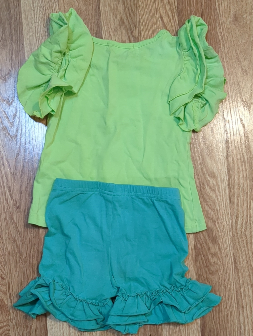 Girls Lime & Teal Ruffle Matching Set - Picture 4 of 4